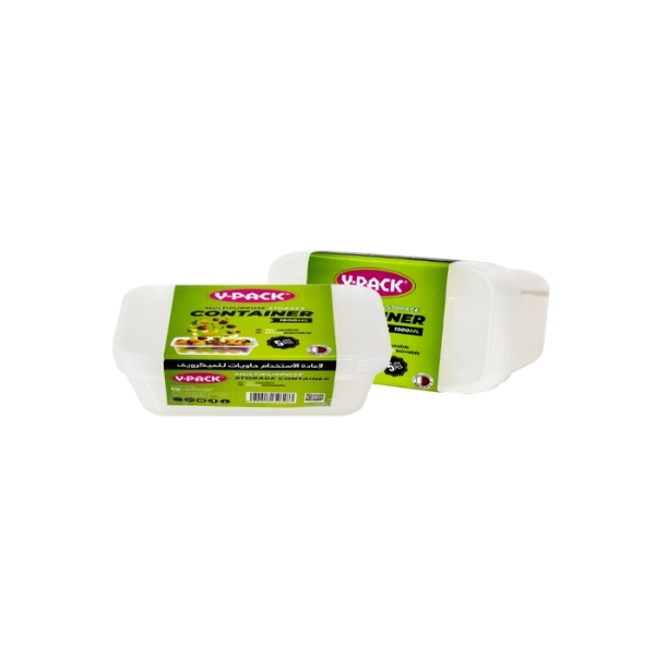 V Pack Microwave Container Rect 5Pcs 1500ML - Disposable | Store